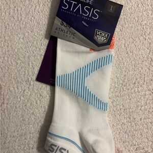 Stasis White and Blue Athletic Socks